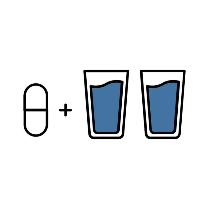 Prendre une gélule N7 Neo avec deux grands verres d’eau