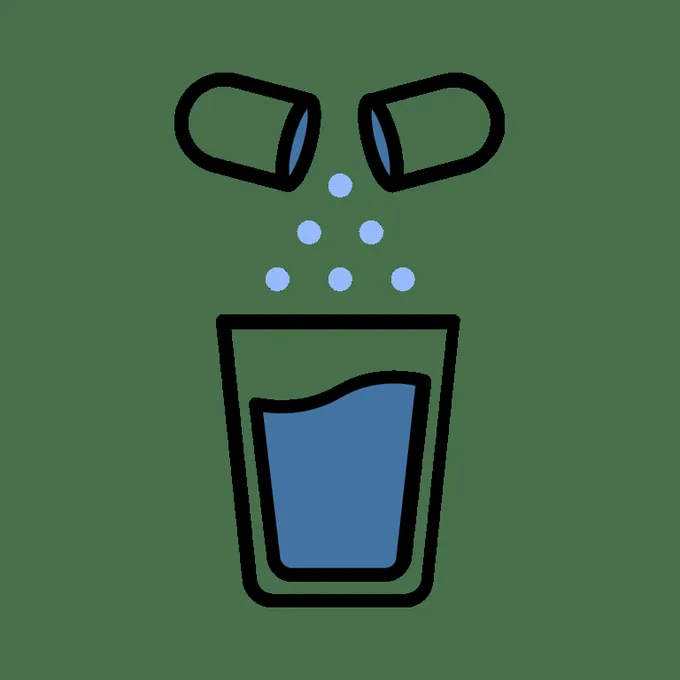 Alternative publiée pour mélanger le contenu d’une gélule N7 Neo avec de l’eau